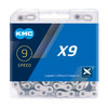 KMC Fahrrad Kette X9 Kompatibilität: 9-fach | SB-Verpackung | silber / grau | 114 Glieder